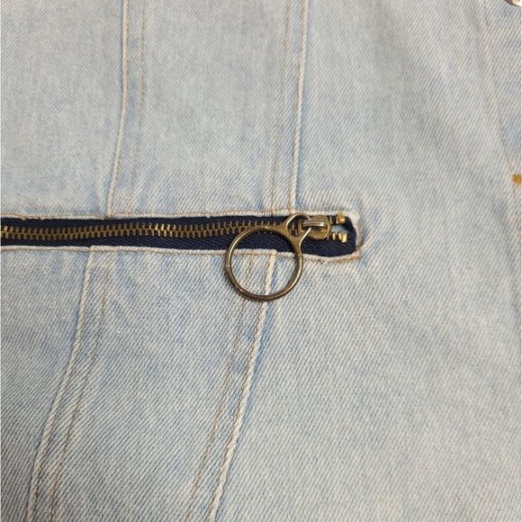 VINTAGE 90s denim vest cotton button up fitted blue M - Picture 4 of 7